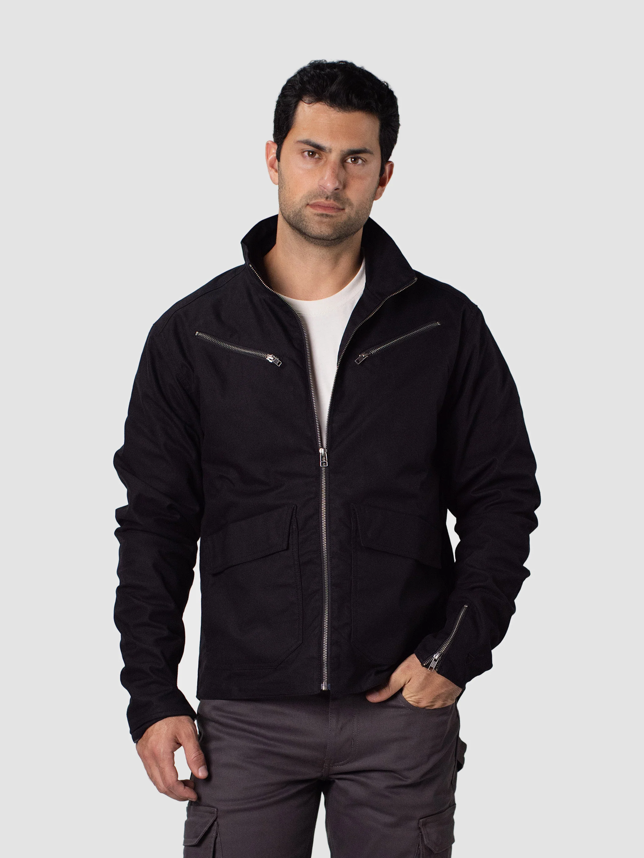 Men's Waxed McQueen Armored Jacket-Bark - Image 3